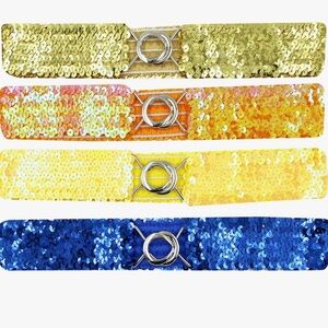 Sparkling Sequin Stretch Belts - Gold, Yellow, Blue, Orange